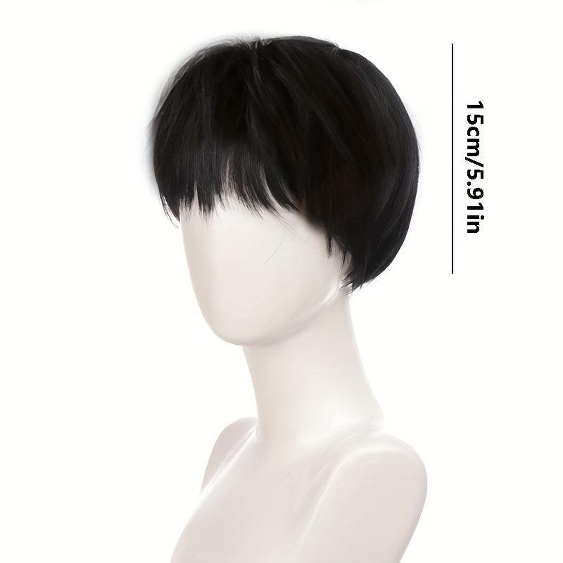 Men's Short Straight Hair Wigs - Natural Looking Fluffy Hair Replacement