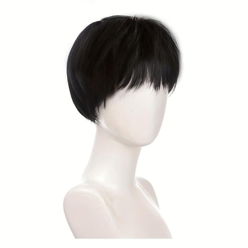 Men's Short Straight Hair Wigs - Natural Looking Fluffy Hair Replacement