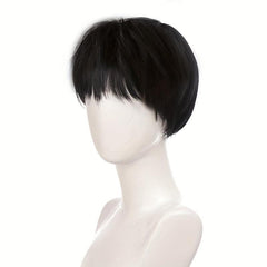 Men's Short Straight Hair Wigs - Natural Looking Fluffy Hair Replacement