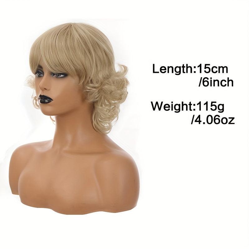 15 24 Cm Short Curly Synthetic Hair Wigs for Women with Layered Bangs