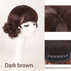15 24 Cm Short Curly Synthetic Hair Wigs for Women with Layered Bangs