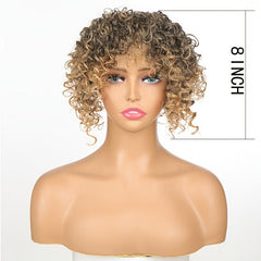 Short Curly Wigs Synthetic Curly Topper For Women 3 Clips Short Toupee