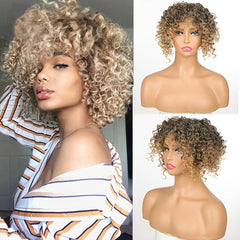 Short Curly Wigs Synthetic Curly Topper For Women 3 Clips Short Toupee