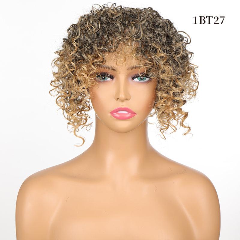 Short Curly Wigs Synthetic Curly Topper For Women 3 Clips Short Toupee