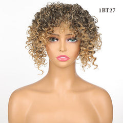 Short Curly Wigs Synthetic Curly Topper For Women 3 Clips Short Toupee