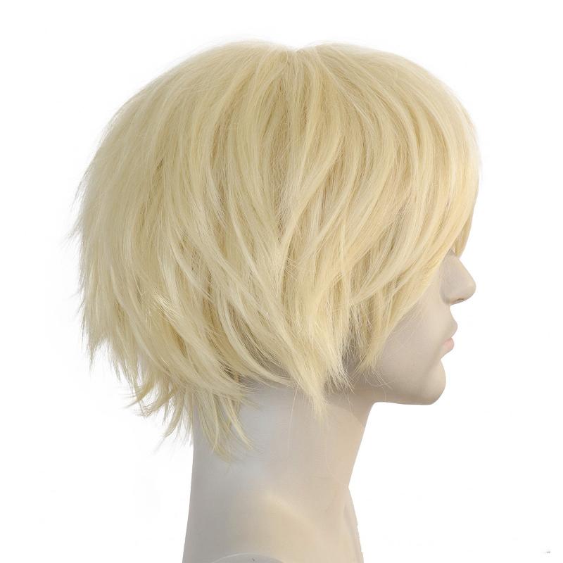 Short Blonde Straight Synthetic Cosplay Wig For Halloween Party Anime