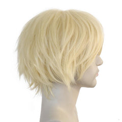 Short Blonde Straight Synthetic Cosplay Wig For Halloween Party Anime