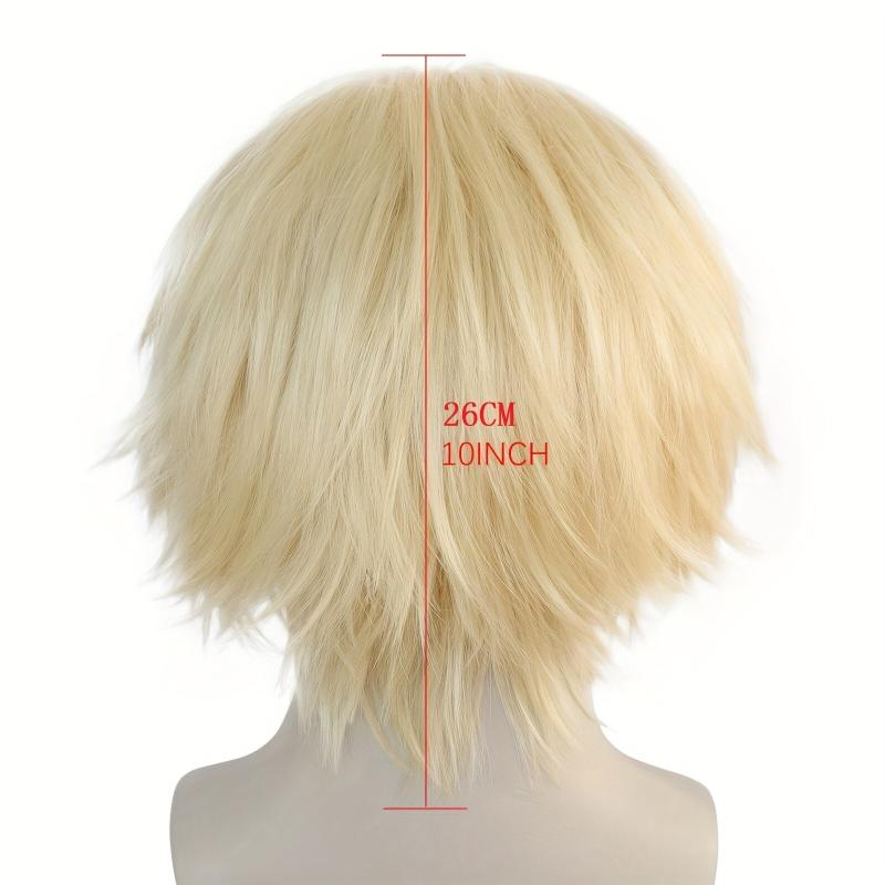 Short Blonde Straight Synthetic Cosplay Wig For Halloween Party Anime