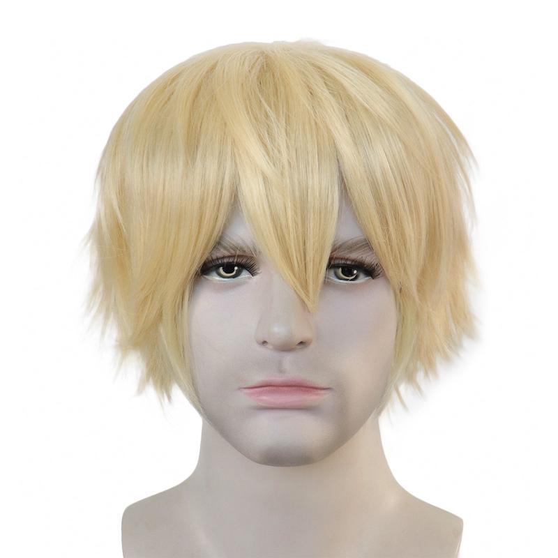 Short Blonde Straight Synthetic Cosplay Wig For Halloween Party Anime