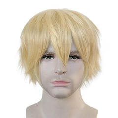 Short Blonde Straight Synthetic Cosplay Wig For Halloween Party Anime