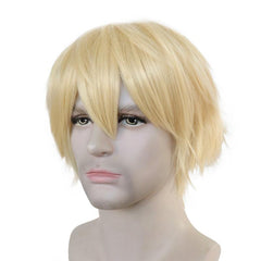Short Blonde Straight Synthetic Cosplay Wig For Halloween Party Anime