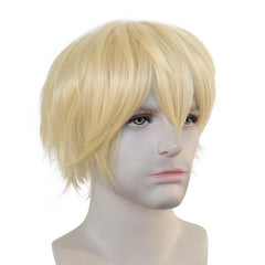 Short Blonde Straight Synthetic Cosplay Wig For Halloween Party Anime
