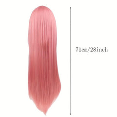 Long Straight Synthetic Wig With Bangs Heat Resistant for Halloween Cosplay
