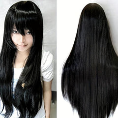 Long Straight Synthetic Wig With Bangs Heat Resistant for Halloween Cosplay