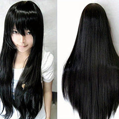 Long Straight Synthetic Wig With Bangs Heat Resistant for Halloween Cosplay