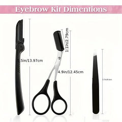 Eyebrow Grooming Scissors Razor Kit 4 In 1 Set