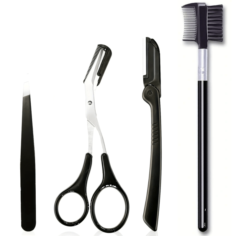Eyebrow Grooming Scissors Razor Kit 4 In 1 Set