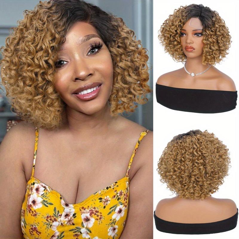 Short Kinky Curly Lace Front Wigs 4 1 Lace Front Hair Wigs Synthetic Fiber
