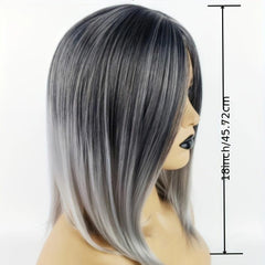 Ombre Shoulder Length Straight Hair Wigs Synthetic Hair Replacement Wigs