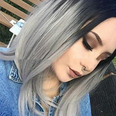 Ombre Shoulder Length Straight Hair Wigs Synthetic Hair Replacement Wigs