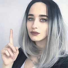 Ombre Shoulder Length Straight Hair Wigs Synthetic Hair Replacement Wigs