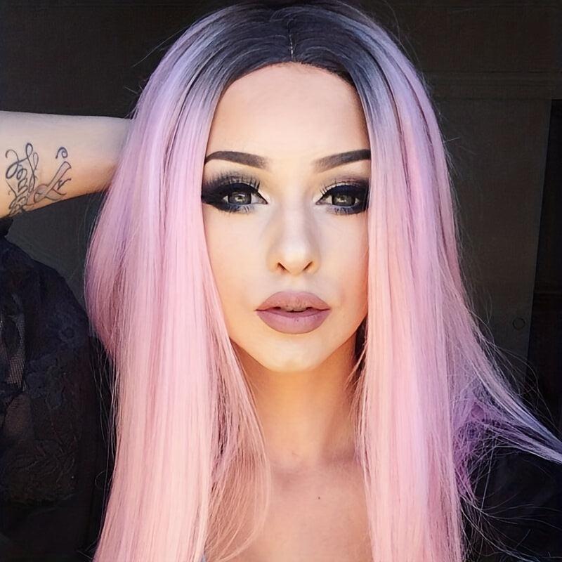Ombre Shoulder Length Straight Hair Wigs Synthetic Hair Replacement Wigs