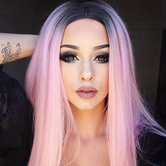 Ombre Shoulder Length Straight Hair Wigs Synthetic Hair Replacement Wigs