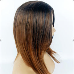Ombre Shoulder Length Straight Hair Wigs Synthetic Hair Replacement Wigs