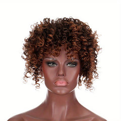 Curly Wavy Topper with Bangs Synthetic Clip In Hair Extensions