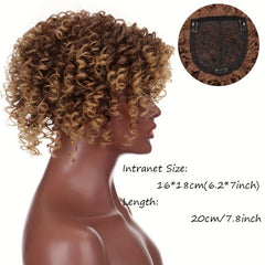 Curly Wavy Topper with Bangs Synthetic Clip In Hair Extensions