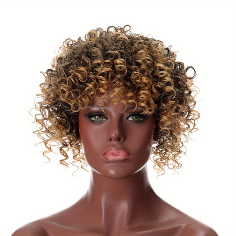 Curly Wavy Topper with Bangs Synthetic Clip In Hair Extensions