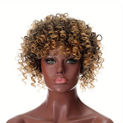 Curly Wavy Topper with Bangs Synthetic Clip In Hair Extensions