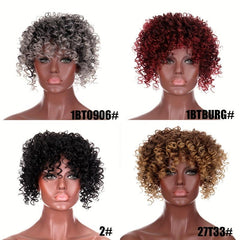 Curly Wavy Topper with Bangs Synthetic Clip In Hair Extensions