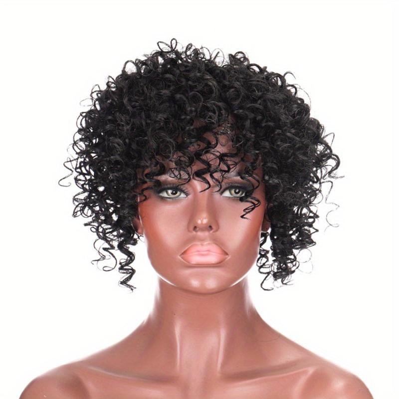 Curly Wavy Topper with Bangs Synthetic Clip In Hair Extensions