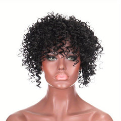 Curly Wavy Topper with Bangs Synthetic Clip In Hair Extensions