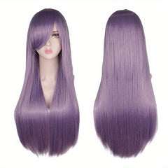 Long Straight Synthetic Wig With Bangs Heat Resistant For Halloween Cosplay