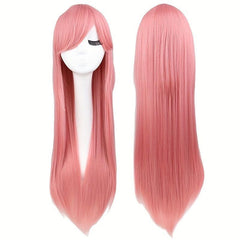 Long Straight Synthetic Wig With Bangs Heat Resistant For Halloween Cosplay