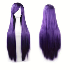 Long Straight Synthetic Wig With Bangs Heat Resistant For Halloween Cosplay