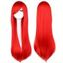 Long Straight Synthetic Wig With Bangs Heat Resistant For Halloween Cosplay