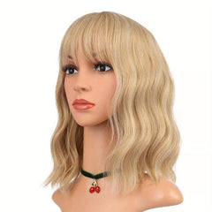 Curly Bob Wig With Bangs Short Bob Wavy Hair Wigs Wine Red