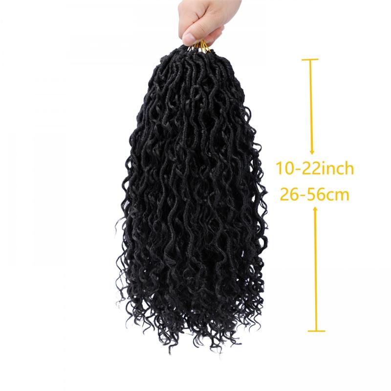 Goddess Locs Crochet Hair Extensions 25.4-55.88 cm River Locs Curly Faux Locs