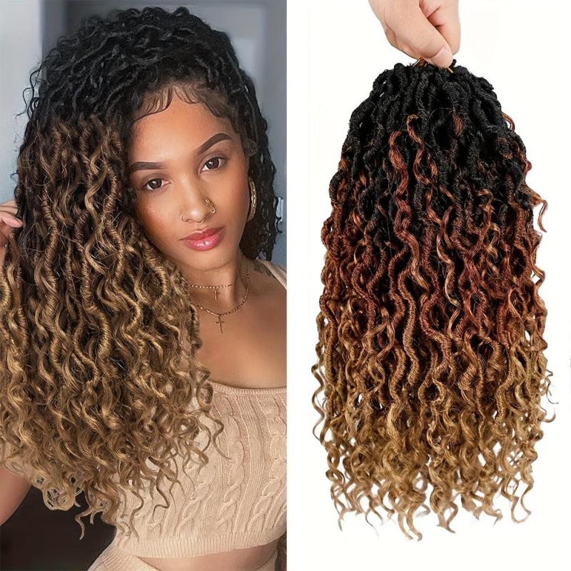Goddess Locs Crochet Hair Extensions 25.4-55.88 cm River Locs Curly Faux Locs
