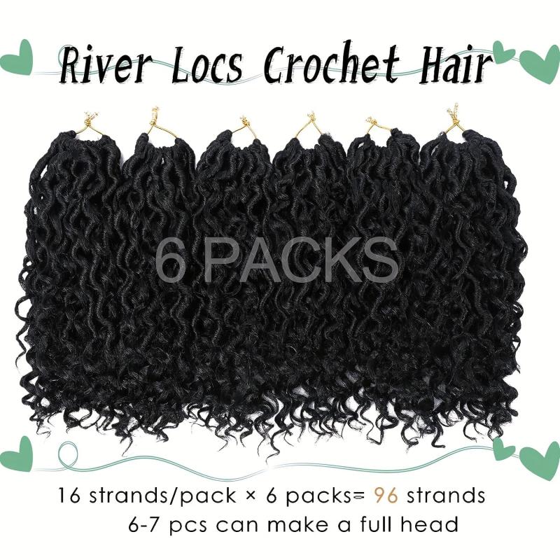 Goddess Locs Crochet Hair Extensions 25.4-55.88 cm River Locs Curly Faux Locs
