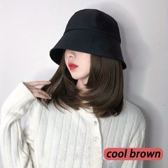 Straight Hair Wig With Bucket Hat - Natural Shoulder Length Hair Wig
