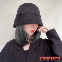 Straight Hair Wig With Bucket Hat - Natural Shoulder Length Hair Wig