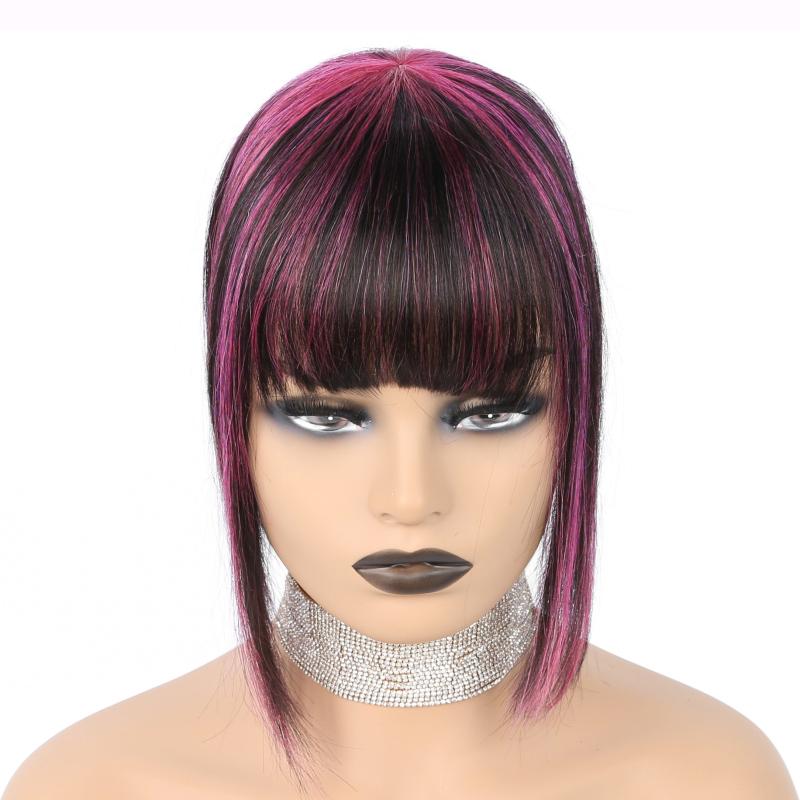 Human Hair Toppers with Bangs for Women Clip In Bangs Hair Pieces