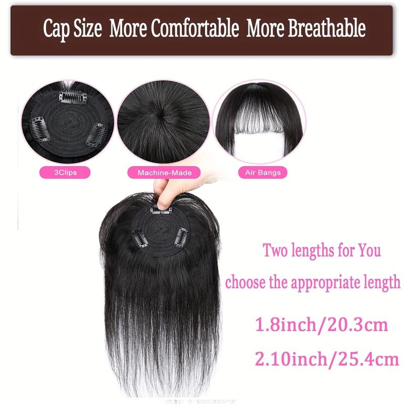 Human Hair Toppers with Bangs for Women Clip In Bangs Hair Pieces