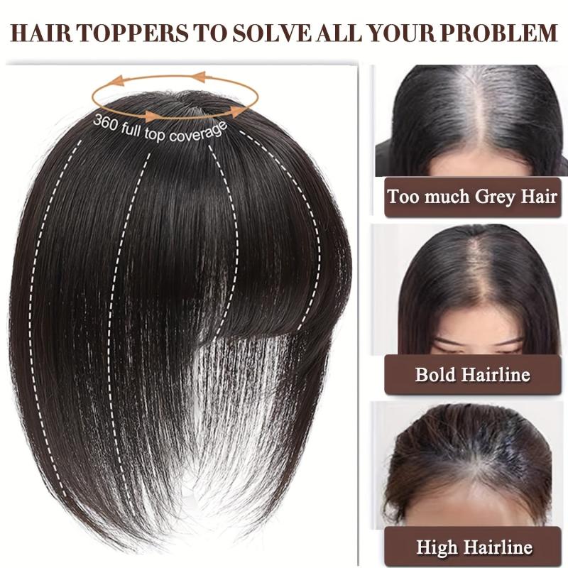 Human Hair Toppers with Bangs for Women Clip In Bangs Hair Pieces
