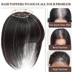 Human Hair Toppers with Bangs for Women Clip In Bangs Hair Pieces