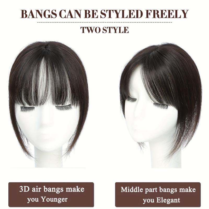 Human Hair Toppers with Bangs for Women Clip In Bangs Hair Pieces